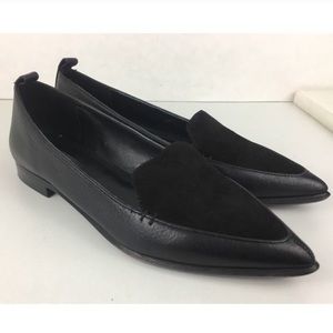 Massmimo Dutti Black Leather Point Toe
